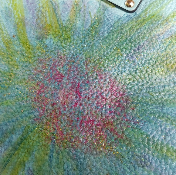 Blue KATE SPADE Hand Painted Flower Leather Bag - Picture 5 of 8